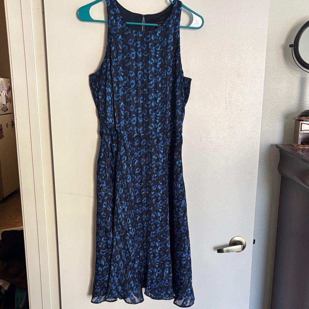 Banana Republic Blue Leopard Cocktail Dress